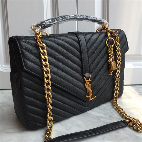 ysl college black gold|Saint Laurent College Large Flap YSL Shoulder Bag in Quilted .